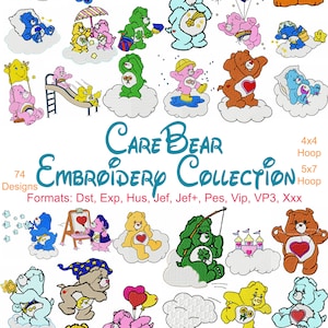 CareBear Machine Embroidery, 74 disegni, Funshine, Teddy Bear Embroidery, Lion Heart, Birthday Bear, Cheer Bear, Grumpy, Instant Download