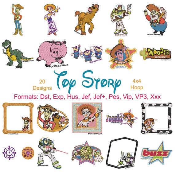 Disney Toy Story Machine Embroidery Files 20 Designs 4 Inch Etsy