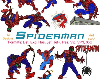 Spiderman Machine Embroidery Files,  13 Designs, Superhero Embroidery, Spidey, Character, Instant Download