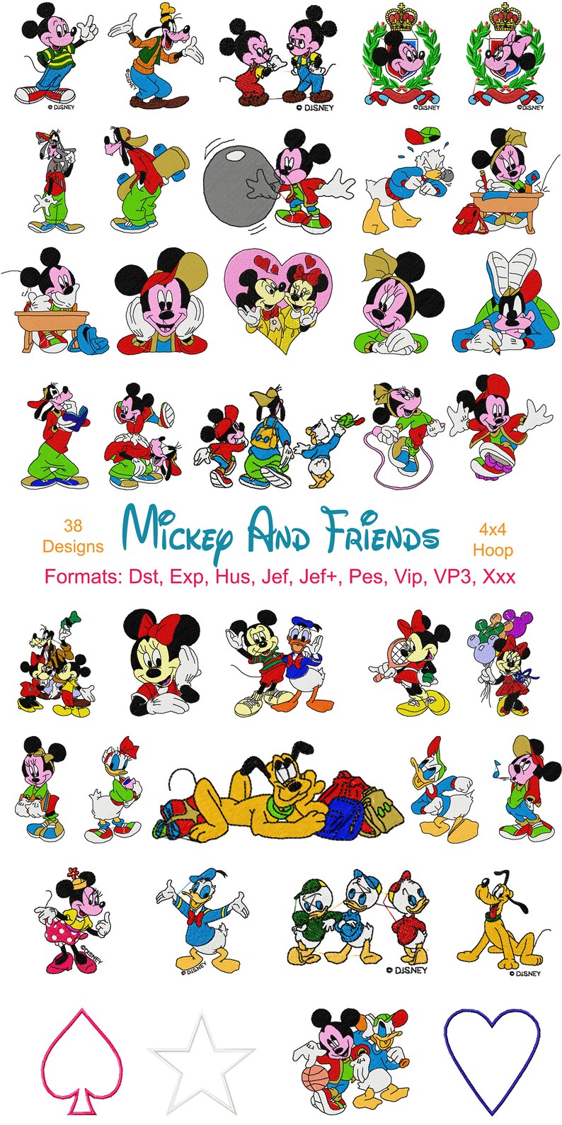 Mickey and Friends Machine Embroidery Files 38 Designs 4 - Etsy