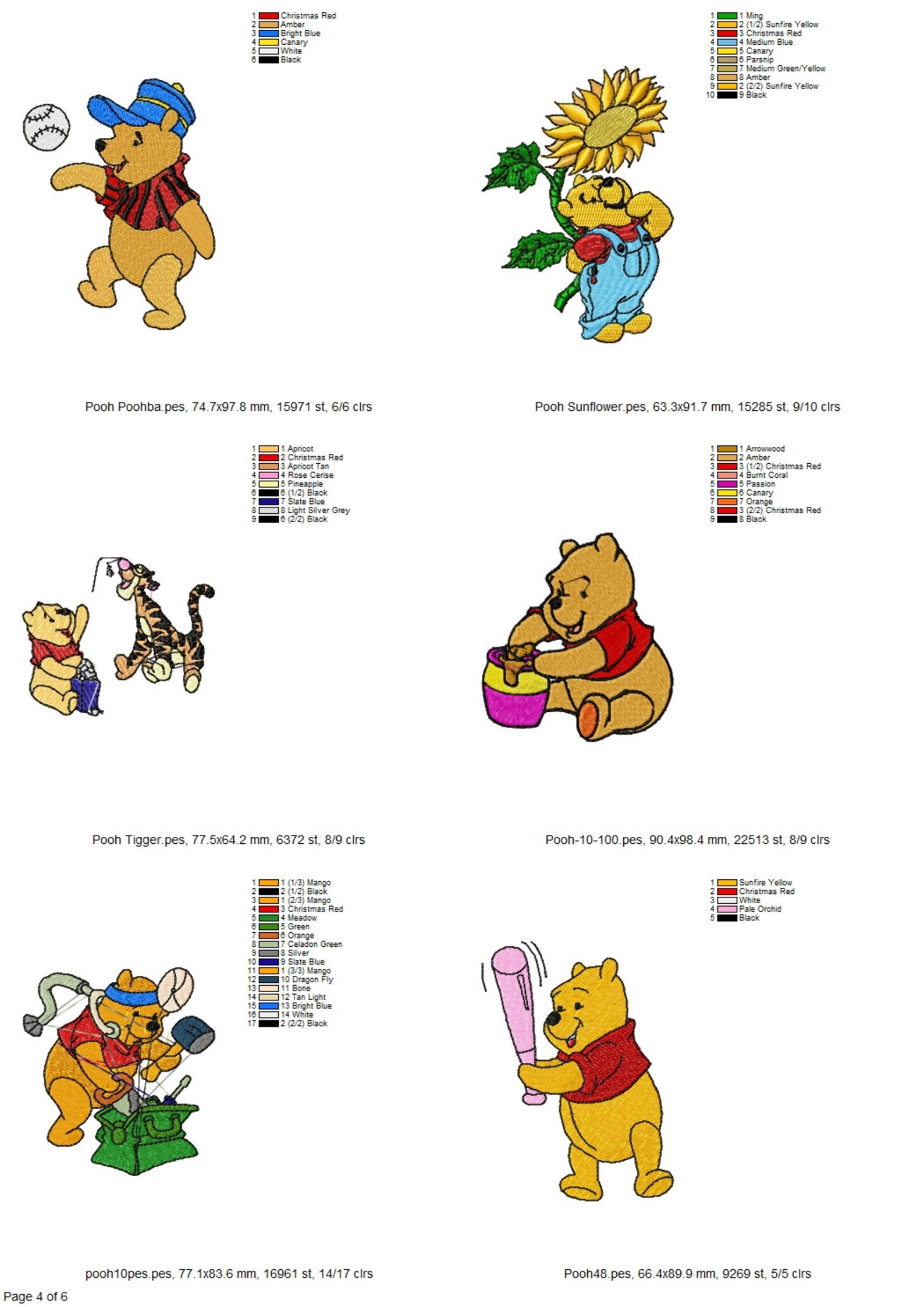 Winnie the Pooh Machine Embroidery 35 Designs 4 Inch Hoop Etsy