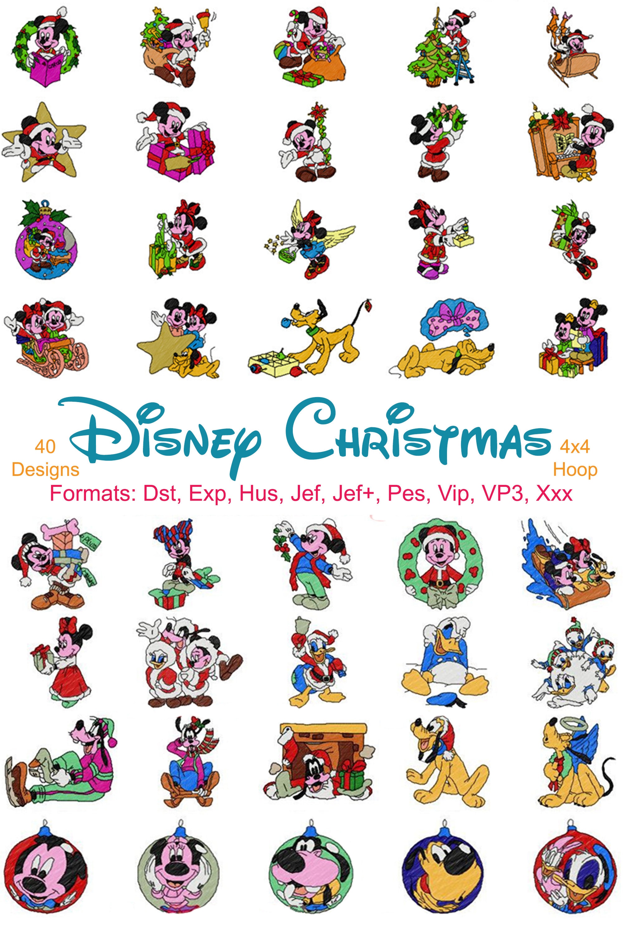 Disney Christmas Machine Embroidery 40 Designs Mickey and Etsy