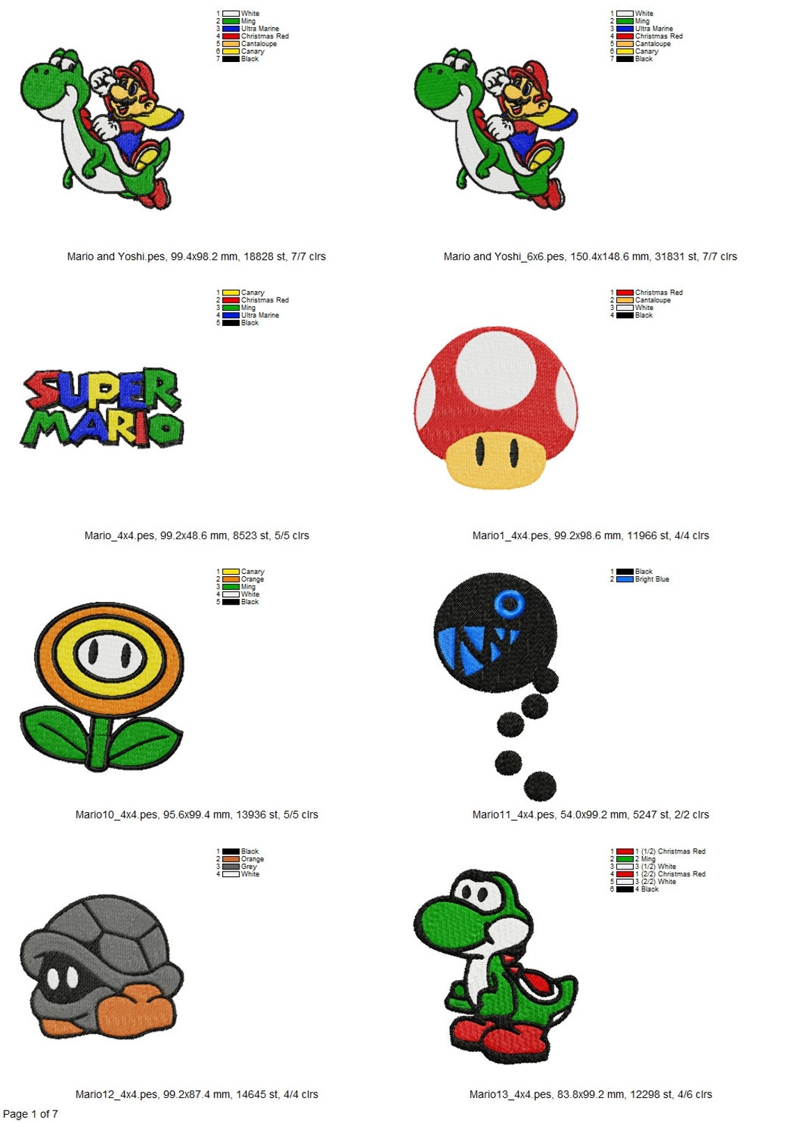Super Mario Machine Embroidery Designs 56 Designs Mario Etsy