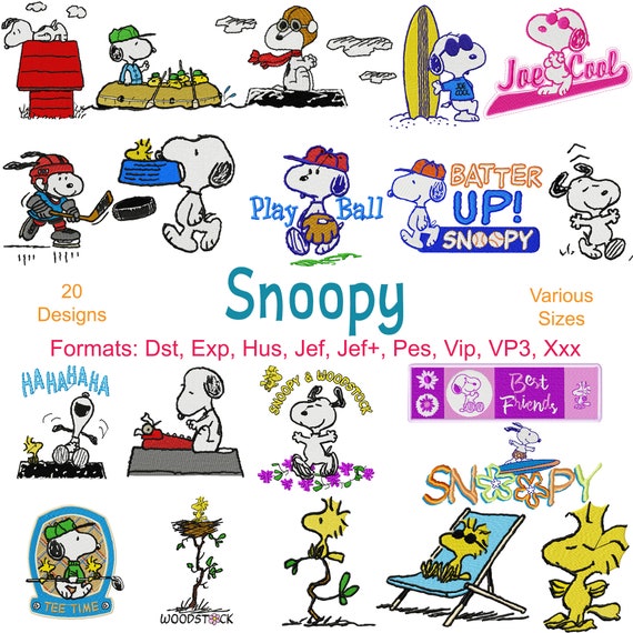 Snoopy Scenes Embroidery Files 20 Designs Peanuts Designs | Etsy