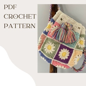 The Daisy Backpack (Child or Adult) - PDF Crochet Pattern Download / Crochet Bag  / Granny Square Knapsack / Crochet Fashion Accessory