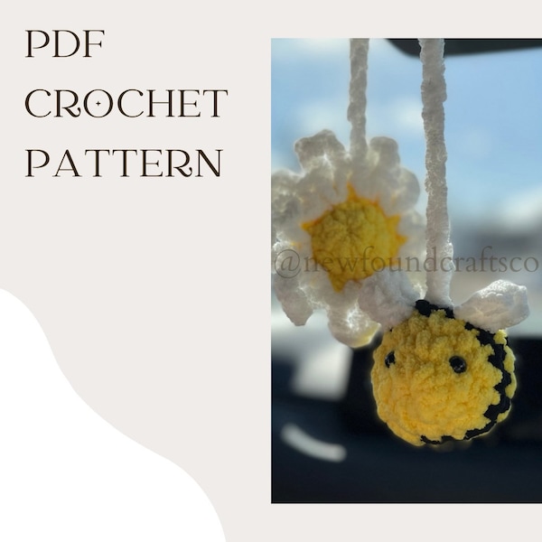 Bumblebee Car Mirror Charm - PDF Crochet Pattern Download