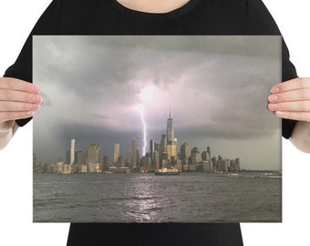 NYC Blikseminslag van Hoboken - Canvas Print