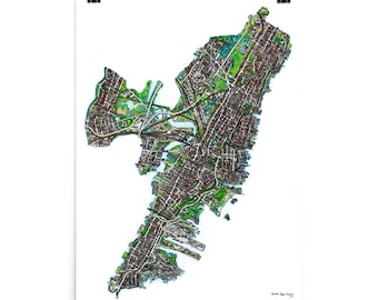 Hand-Drawn Hudson County Map Poster