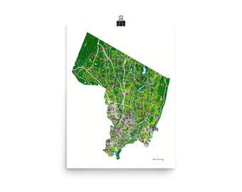 Hand-Drawn Bergen County Map Poster