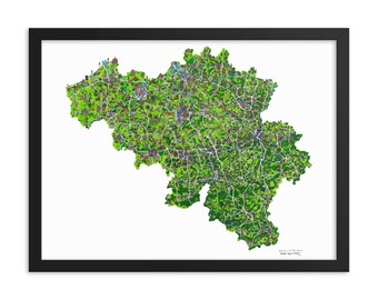 Framed Belgium Map Poster