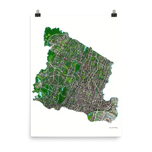Affiche de carte du comté d’Essex dessinée à la main