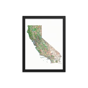 Carte encadrée de la Californie Poster