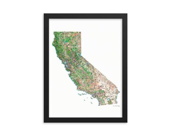 Oprawiony plakat z mapą Kalifornii