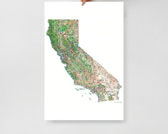 Handgetekende Californië Kaart Poster