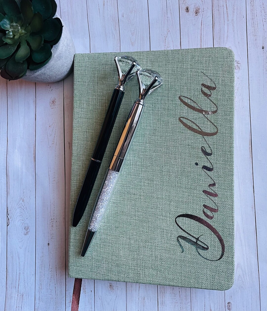 Linen Hardcover Personalized Notebook and Pen Set / Lined Pages / Diary ...