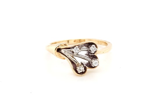 14k Two Tone Gold Women's Diamond Flower Ring