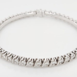 14k White Gold Moissanite Tennis Bangle Bracelet