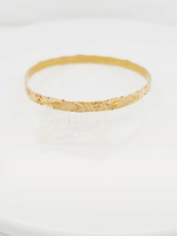 18k Yellow Gold Antique Baby Bangle Bracelet - image 1