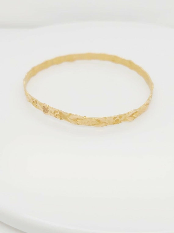 18k Yellow Gold Antique Baby Bangle Bracelet - image 7