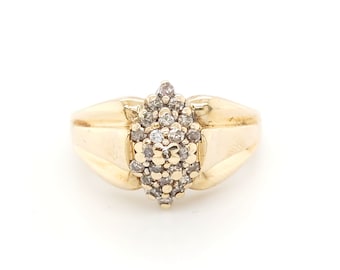 10k Yellow Gold Diamond Marquise Shape Cluster Ring