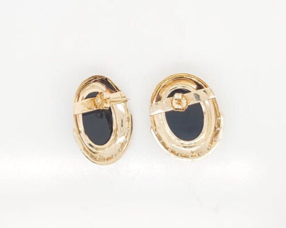 14k Yellow Gold Oval Shape Vintage Earrings With … - image 4