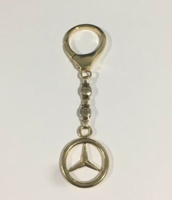 18k Two Tone Gold Italian Made Mercedes Benz Key … - image 1