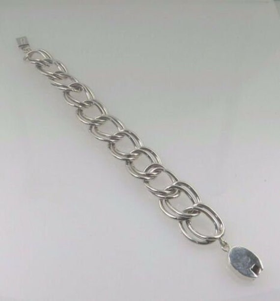 Sterling Silver Solid 925 Double Link Bracelet - image 2