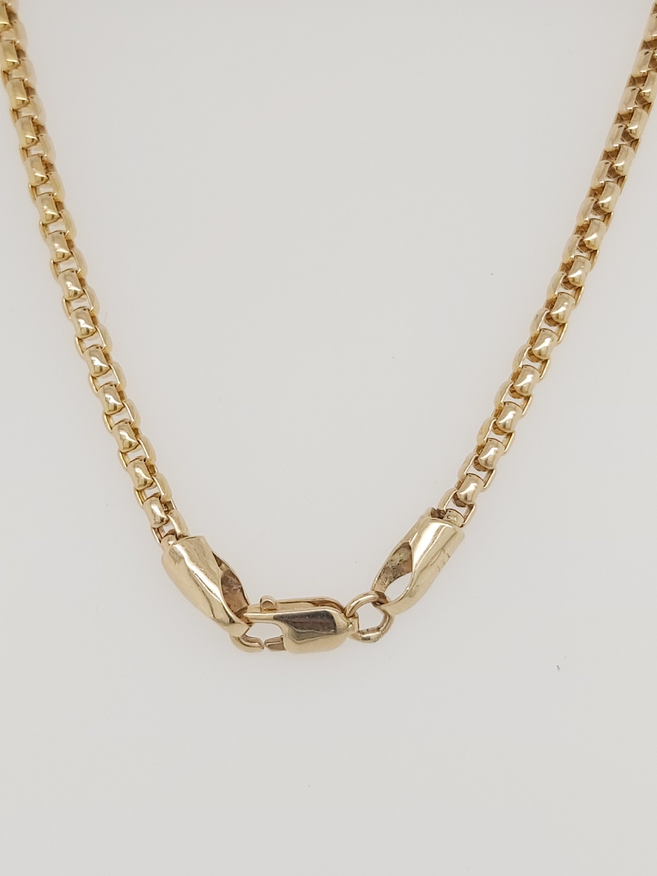 14k Yellow Gold Round Box Chain Necklace Etsy