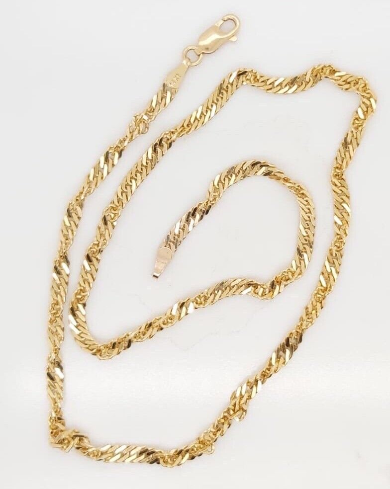 ★VINTAGE HOLLYWOOD★ [14K Gold] Twist Chain Necklace_VH22N4 14k Yellow Gold Twisted Chain Necklace 16