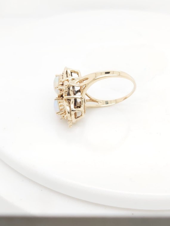 14k Yellow Gold Vintage Women's Cocktail Ring Wit… - image 6