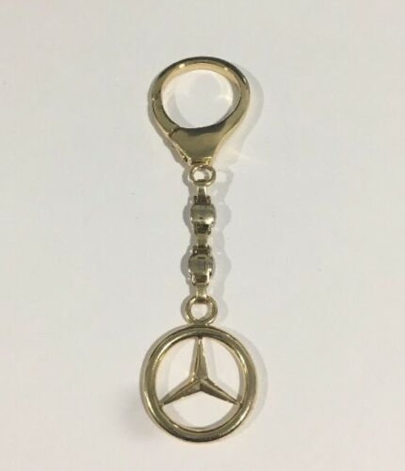 18k Two Tone Gold Italian Made Mercedes Benz Key … - image 2