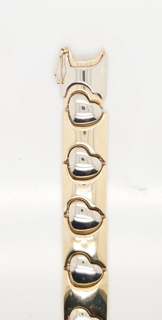 14k Two Tone Gold Heart Women's Bracelet - image 2