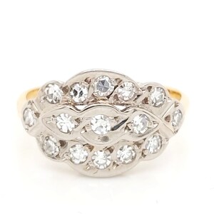 18k Two Tone Gold Women&#39;s 1.00ct Diamond Cocktail Ring