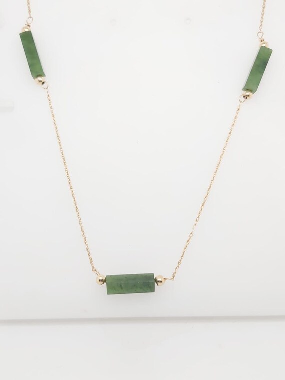 14k Yellow Gold Necklace With Jade Stone 24" - image 4