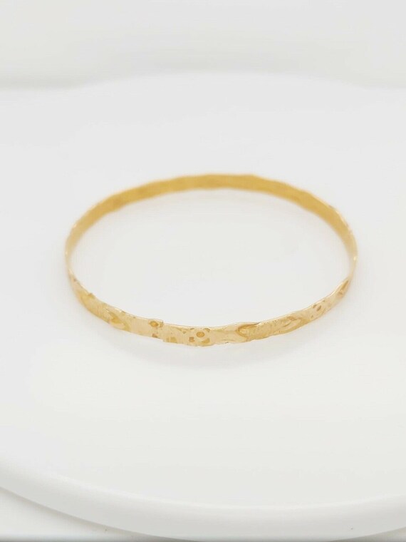 18k Yellow Gold Antique Baby Bangle Bracelet - image 5