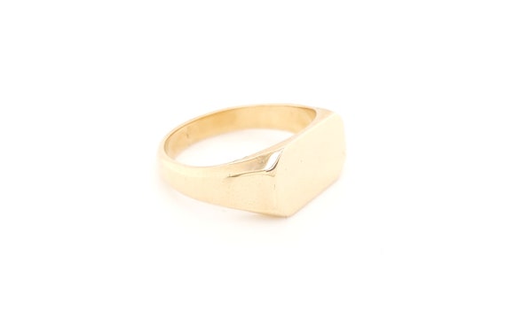 18k Yellow Gold Men's Signet Ring - image 2