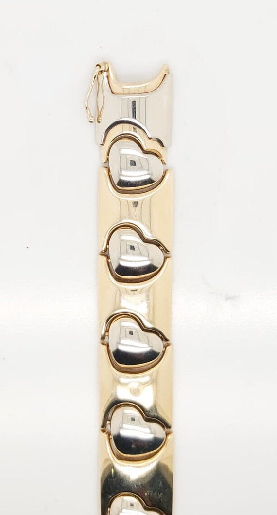 14k Two Tone Gold Heart Women's Bracelet - image 8