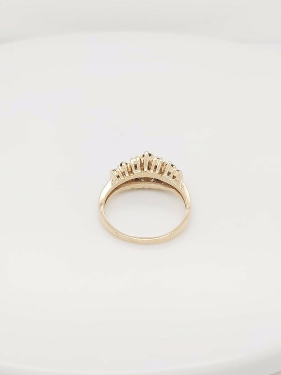 14k Yellow Gold Diamond & Sapphire Women's Ring - image 4