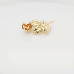 18k Yellow Gold Flower Rose Brooch Pin Pendant