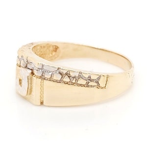 14k Two Tone Gold J Initial Ring image 4