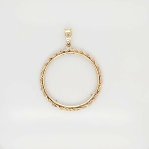 14k Yellow Gold Coin Rope Bezel Pendant