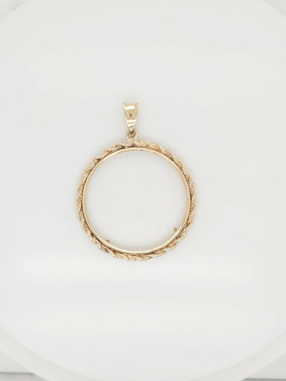 14k Yellow Gold Coin Rope Bezel Pendant - image 1
