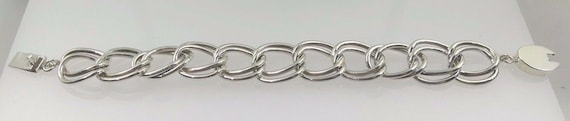 Sterling Silver Solid 925 Double Link Bracelet - image 1