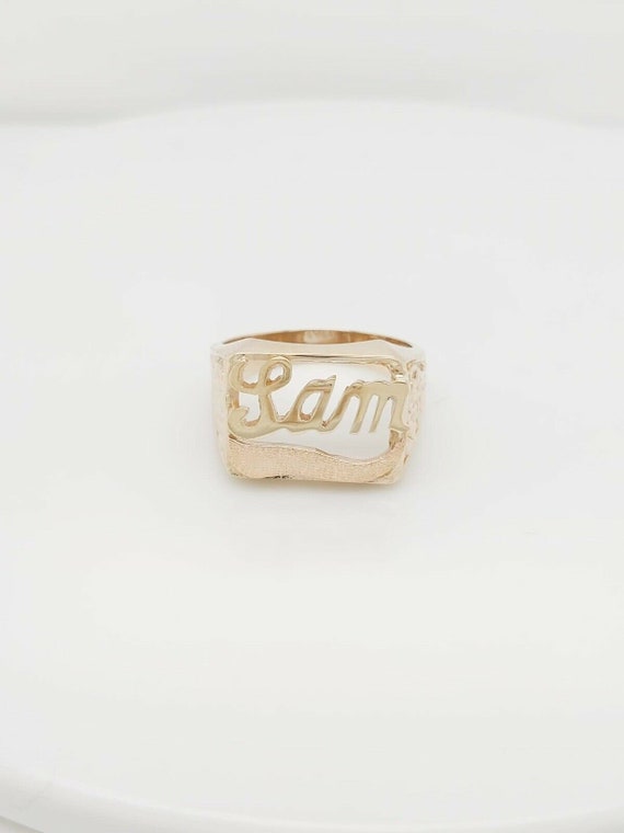 14k Yellow Gold Sam Script Name Ring