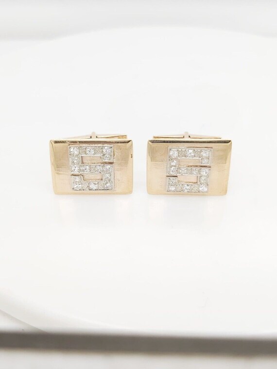 14k Two Tone Gold S Initial Diamond Cufflinks 0.2… - image 8
