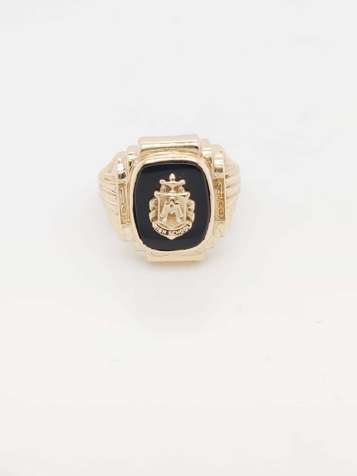 10k Yellow Gold 1946 High School Ring With Black Onyx - Etsy