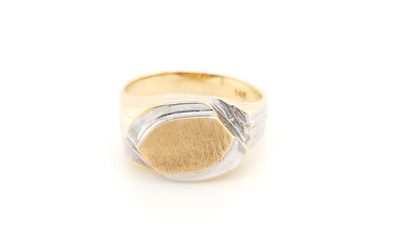 14k Two Tone Gold Men's Signet Ring - image 1