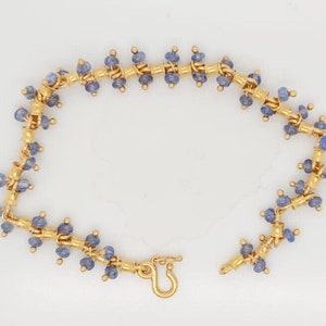 18k Yellow Gold Vintage Bracelet With Blue Stones