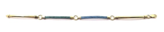 18k Yellow Gold Women's Bracelet With Blue And Gr… - image 1