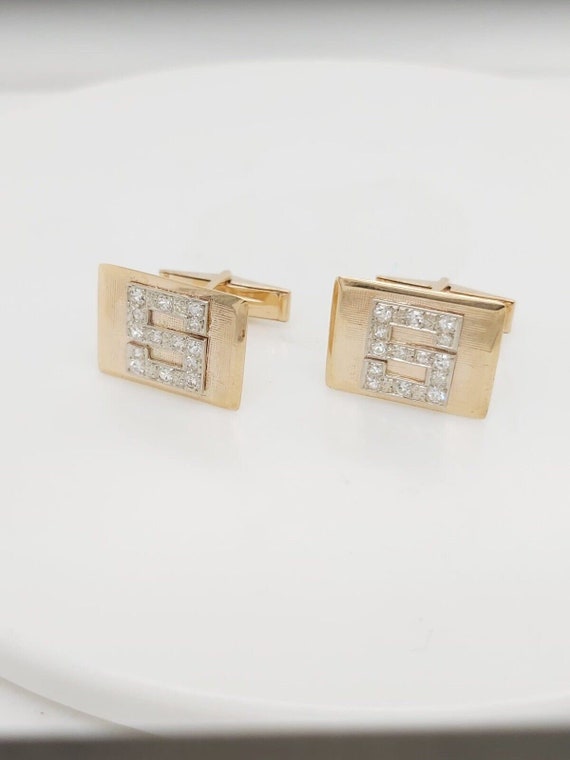 14k Two Tone Gold S Initial Diamond Cufflinks 0.2… - image 2